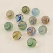 12 Handmade German Swirl Marbles 13/16