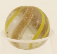 Clear Lutz Marble With Yellow Bands 5/8