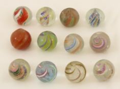 12 Handmade German Swirl Marbles 11/16