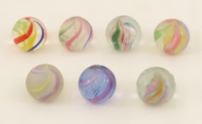 7 Handmade German Swirl Marbles 5/8
