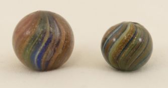 2 Vintage Onion Skin Lutz Marbles
