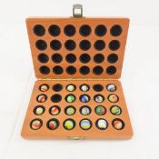 21 Akro Agate Popeye Marbles In Wood Case
