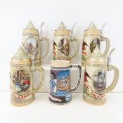 5 Anheuser Busch Beer Steins, Miller Beer Mug