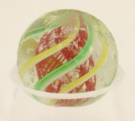 Red Latticino Core Swirl Marble 5/8