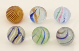 6 Handmade German Swirl Marbles 3/4