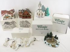 3 Dept 56 Snow Village Buildings & 3 Access