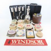 Vintage Bar Kit, Coasters, Bar items