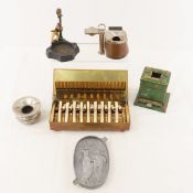 Vintage metal cigarette dispensers and ashtrays