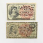 US 10 & 15 Cent Fractional Currency Notes