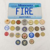Minnesota Fire Dept License Plate & Coins & more