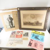 Vintage Framed picture, Calendars and more