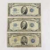 2 1934 $10 & 1 1934 $5 Silver Certificates