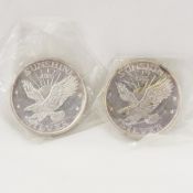 2 1985 Sunshine Mining Eagle Design 1ozt Silver