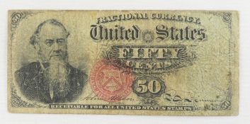 1866 US 50 Cent Fractional Currency Note