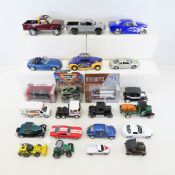 22 Assorted Size Diecast Vehicles & Antique Cars