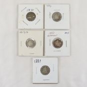 4 Seated Liberty Dimes 1841, 53, 87 & 1853 1/2 10c