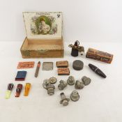 Cigar Box full of cigar items, electric lighter