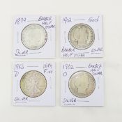 1899, 1902, 1902 O, 1943 D Silver Half Dollars