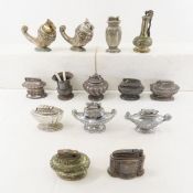 13 Vintage Metal Table Lighters; Ronson, Jet