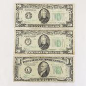 2 1934 $20 & 1 1934 $10 Federal Reserve Notes