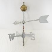 Vintage Cast Metal Weather Vane with wood finial
