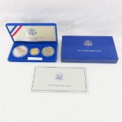 1986 Liberty 3 Coin gold & Silver Uncirculated Set