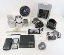 Flight Instruments, headphones, flight clock