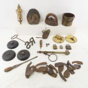 Vintage metal items, brand, bucket, horse shoes