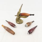 5 Vintage Cigar Pipes & Brass Pelican Holder
