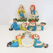 Vintage Raggedy Ann & Andy Wall Plaques, Mirror