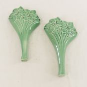 2 Red Wing Potteries 190 Green Floral Wall Pockets