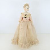 Antique China Head Doll On Stand