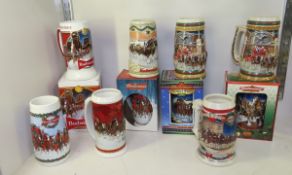 10 Budweiser Holiday Steins