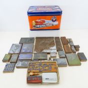 Vintage Wood & Metal Newspaper Printers Blocks