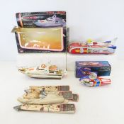Vintage Tin Litho Torpedo Boat, Car & more