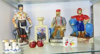 4 Paul Bunyan Decanter & 3 Salt and Pepper Shakers