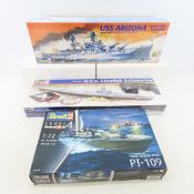 3 Revell Model Kits- Submarine, Battleship