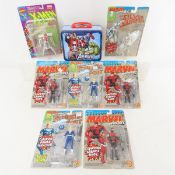7 Marvel Action Figures & Avengers Lunchbox