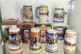 8 Budweiser Holiday Steins
