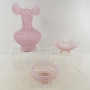 3 Pieces Fenton Pink Opalescent Glassware