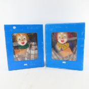 2 Vintage Hanging Porcelain Clown Dolls on Swings