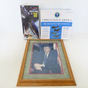 2 Model Kits & Framed Photo of JFK