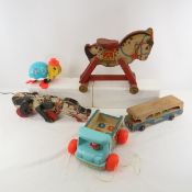 Vintage Fisher Price Wood Pull Toys, Snoopy & more