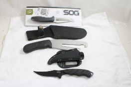 3 Fixed Blade Knives NIP- SOG, Buck Buster, Master
