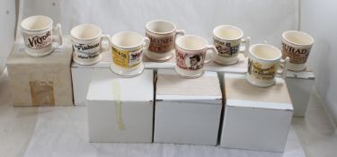 8 Franklin Porcelain Miniature Shaving Mugs