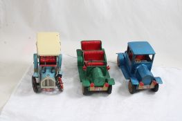 3 Tin Friction Jalopy Cars Modern Toys/Japan Works