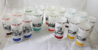 16 Antique Auto Car Highball Glasses