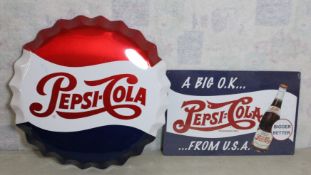 2 Pepsi Cola Advertising Metal Signs