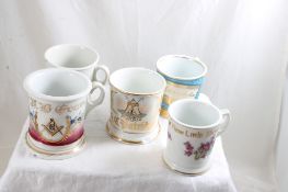 5 Antique Shaving Mugs -Limoges, France Germany