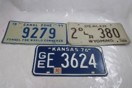 Canal Zone, Dealer & Kansas License Plates
